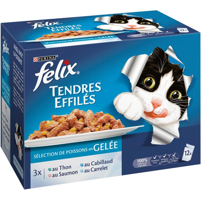 Felix Tendres Effilés en Gelée, Mon chat adore et sans colorants et arômes  artificiels 